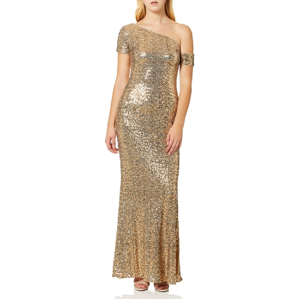 NWT Stunning Gold Sequin Gown - sz 8